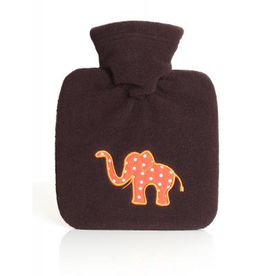 Kinderwärmeflasche Safari 0,6 L Fleece-Bezug braun mit Elefant