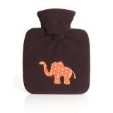 Kinderwärmeflasche Safari 0,6 L Fleece-Bezug braun mit Elefant