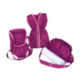 Puppenset 3 tlg. Puppentrage, Wickeltasche und Schlafsack in pink oder  blau
