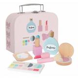 MakeUp Bag Schminkköfferchen in pink mit Accessoires aus Holz
